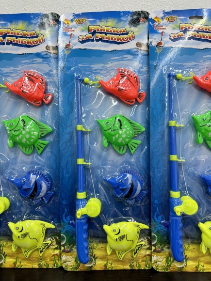 Рыбалка пластиковая "РЫБКА ЗА РЫБКОЙ-8" (4 рыбки, 1 удочка, в блистере) (Арт. M1255)